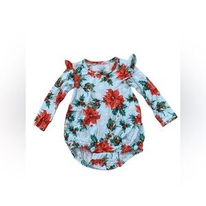 Posh Peanut Size 6-12 Months Emilia Bamboo Bubble Romper Christmas Poinsettia